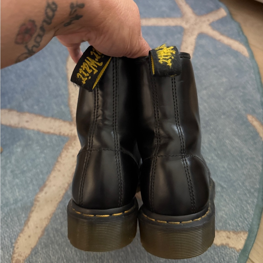 Dr. Martens 1460 Black Combat Boots 8-Eye Smooth Leather For Sale